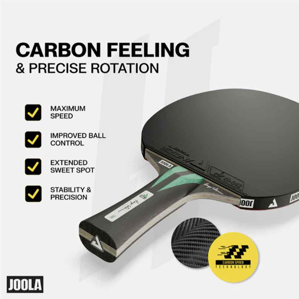 Especificações da madeira do Kit Tenis de Mesa Joola Carbon Speed Hugo Calderano.