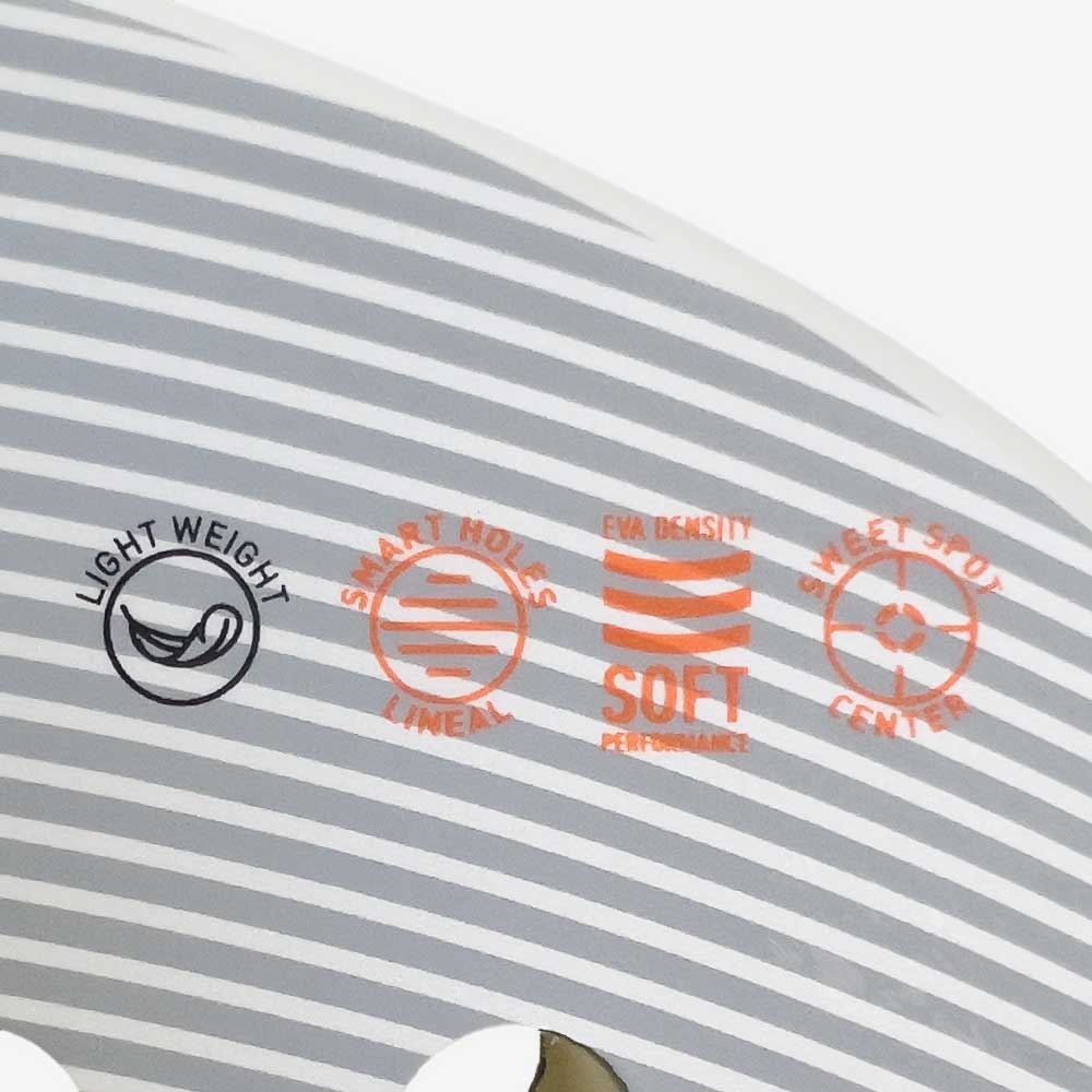 Detalhe impresso das tecnologias empregadas na fabricação da frontal da raquete de padel Adidas Drive Light 2026