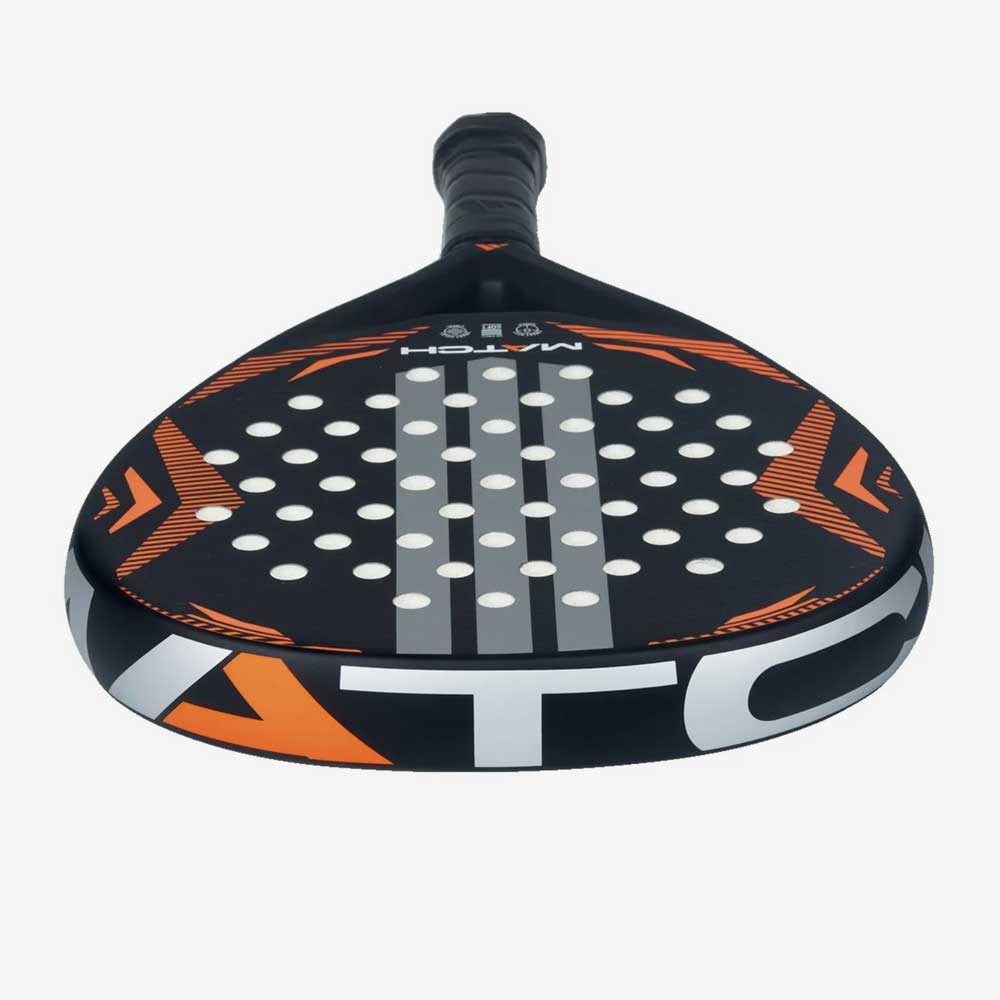 Detalhe da cabeça da raquete de padel Adidas Match Black 2026.