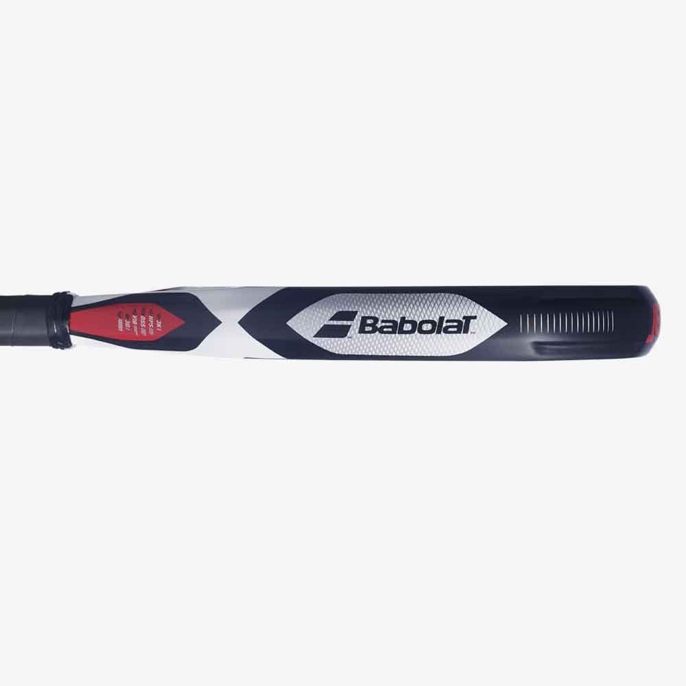 Vista laterall da Raquete de Padel Babolat Technical Viper 3.0 em tons de vermelho e preto com formato diamante.