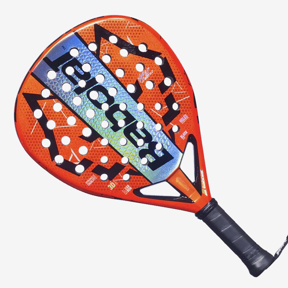 Vista frontal da Raquete de Padel Babolat Viper Soft Juan Lebron 2026 em tons de laranja e preto.