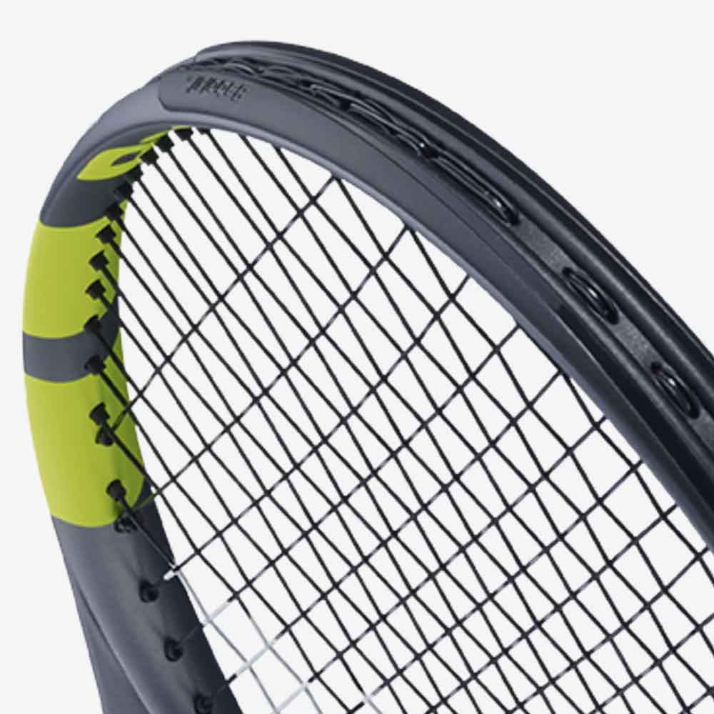 Detalhe da cabeça da Raquete de Tênis Babolat Boost Aero 102 260g cor verde Cítrico.