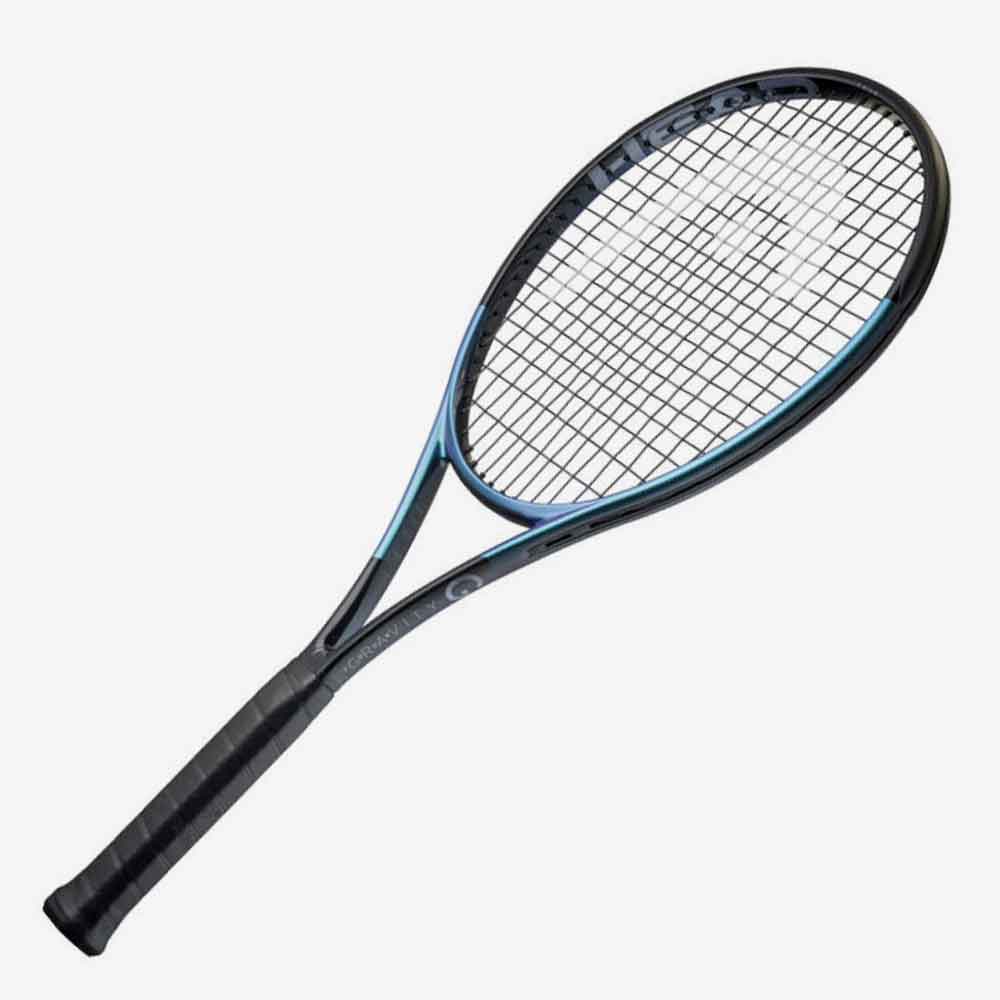 Vista lateral 3/4 da raquete de tênis Head Gravity MP 2025.