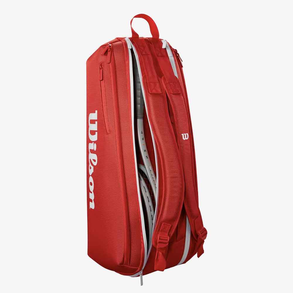 Detalhe do compartimento de raquetes da raqueteira de Tênis Wilson Super Tour 6PK.
