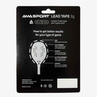 Adesivo de chumbo AMA Sport 3g pack com 5 unidades para customização de raquetes verso da embalagem.