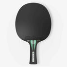 Raquete Joola Carbon  Speed Hugo Calderano com detalhes em verde e preto.