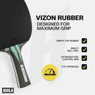 Especificações da borracha do Kit Tenis de Mesa Joola Carbon Speed Hugo Calderano.