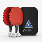 Kit Tênis de Mesa Joola Duo Pro Hugo Calderano completo com raquetes, bolas e capa.