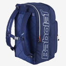 Vista lateral 3/4 traseira da Mochila Babolat Backpack Pure Drive azul marinho.