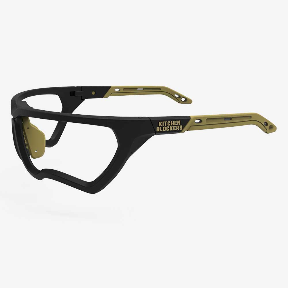 Óculos de Proteção para Pickleball Kitchen Blockers sem lentes Preto vista lateral.