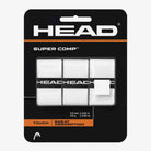 Pack de Overgrip HEAD Super Comp Branco com 3 unidades sobre fundo branco.