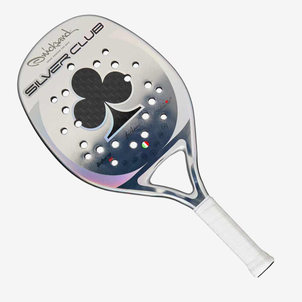 Raquete de Beach Tennis Quicksand Silver Club 2025 Luca Andreolini em Carbono 12K vista frontal