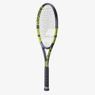 Raquete de Tênis Babolat Boost Aero 102 260g cor verde Cítrico vista lateral 3/4.