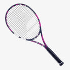 Raquete de Tênis Babolat Boost Aero 102 Pink Encordoada vista frontal.