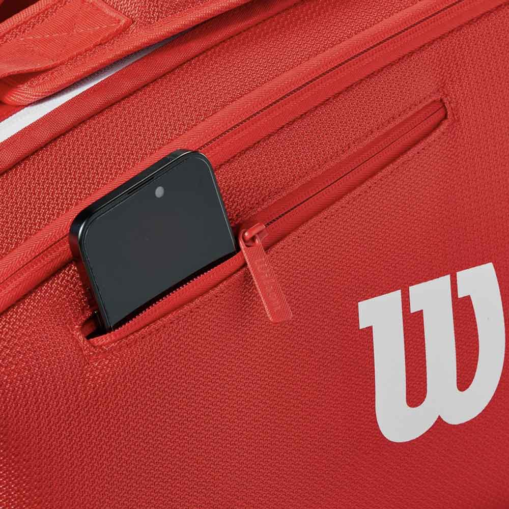 Detalhe do bolso lateral para acessórios da raqueteira de Tênis Wilson Super Tour 6PK.